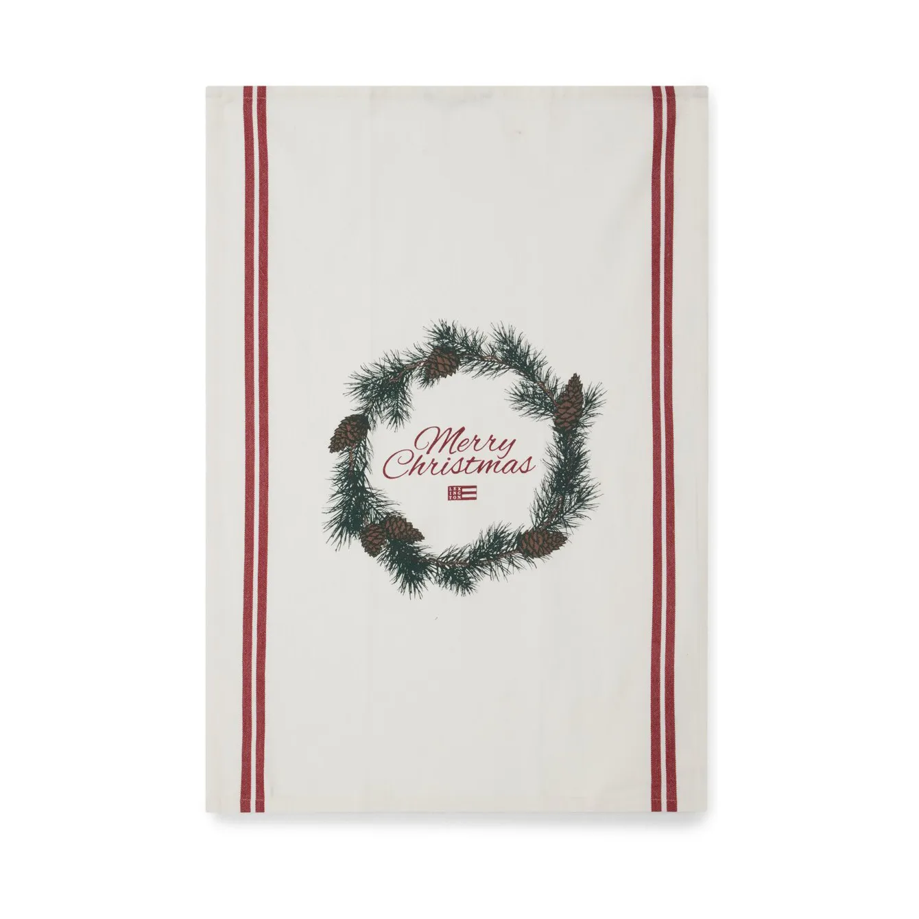 Torchon Merry Christmas Org Cotton 50x70 cm, White-red-green Lexington