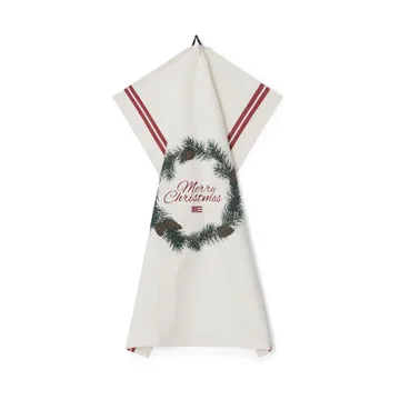Torchon Merry Christmas Org Cotton 50x70 cm - White-red-green - Lexington