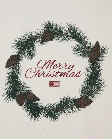 Torchon Merry Christmas Org Cotton 50x70 cm - White-red-green - Lexington