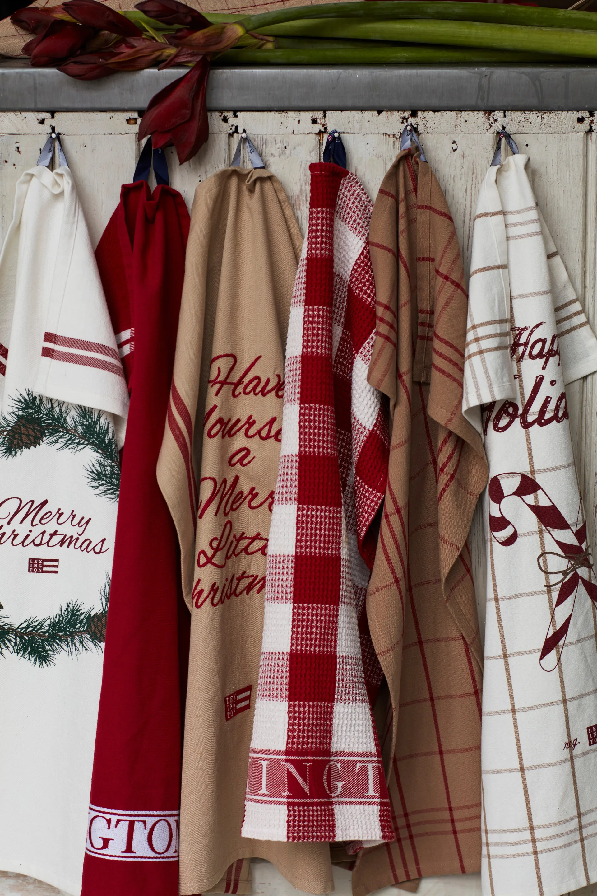 Torchon Merry Christmas Org Cotton 50x70 cm, White-red-green Lexington