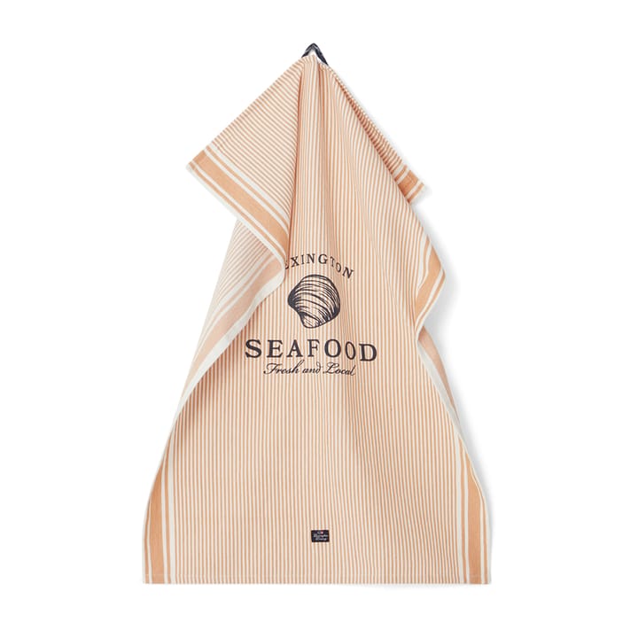 Torchon Seafood Striped & Printed 50x70 cm, Beige-blanc Lexington