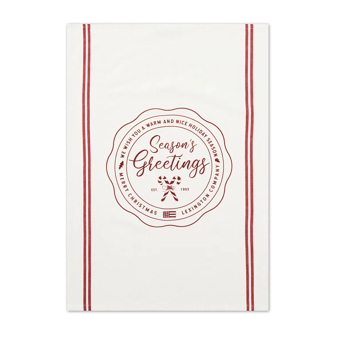 Torchon Seasons Greetings Printed 50x70 cm, Blanc-rouge Lexington