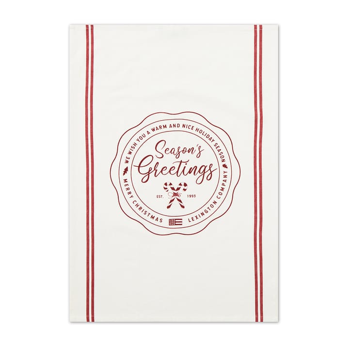 Torchon Seasons Greetings Printed 50x70 cm - Blanc-rouge - Lexington