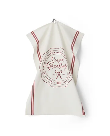 Torchon Seasons Greetings Printed 50x70 cm - Blanc-rouge - Lexington