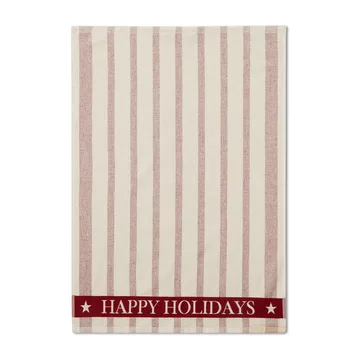 Torchon Striped Cotton Terry jacquard 50x70 cm - Beige-rouge - Lexington