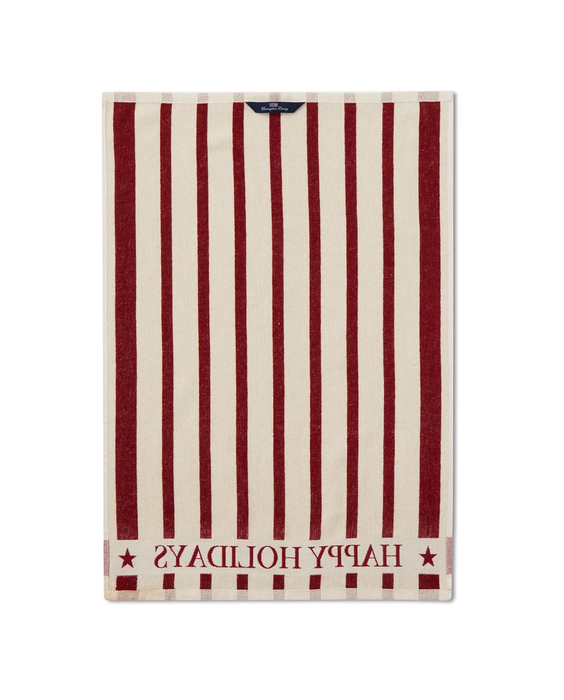 Torchon Striped Cotton Terry jacquard 50x70 cm, Beige-rouge Lexington