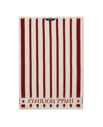 Torchon Striped Cotton Terry jacquard 50x70 cm - Beige-rouge - Lexington