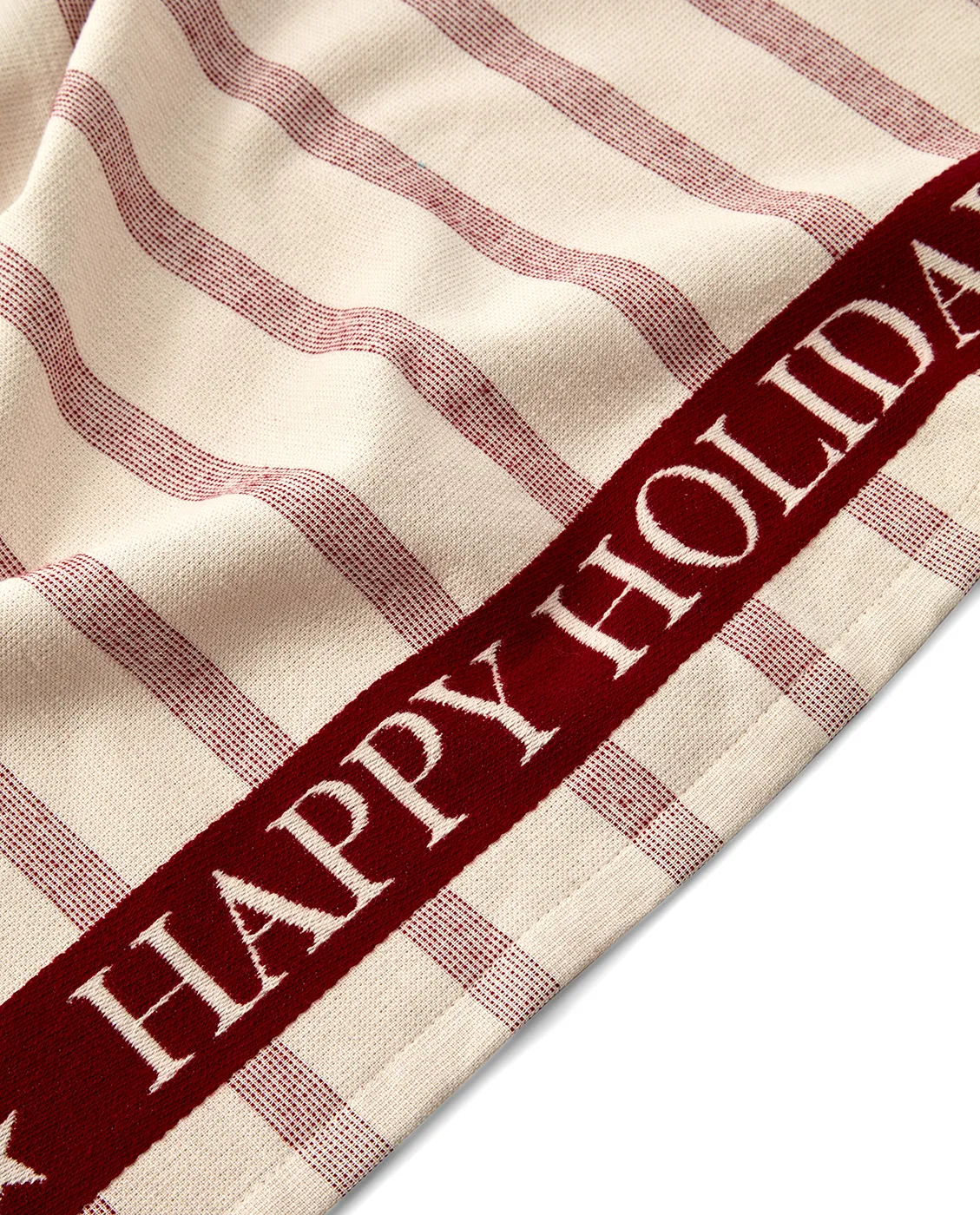 Torchon Striped Cotton Terry jacquard 50x70 cm, Beige-rouge Lexington