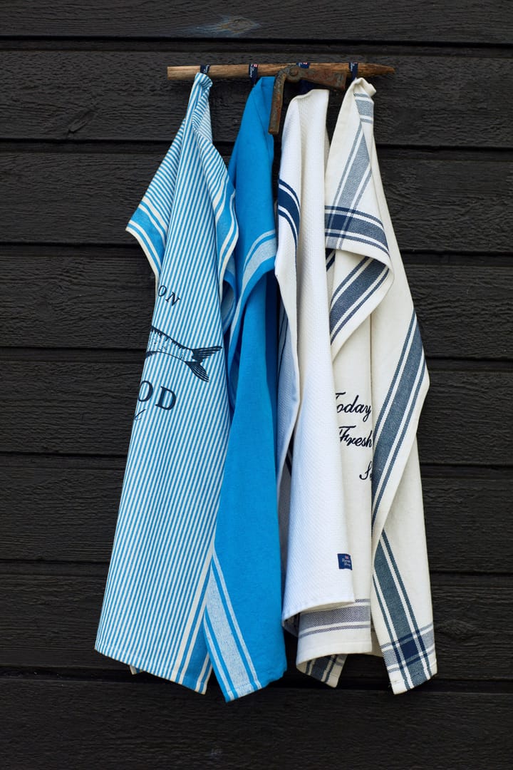Torchon Striped Linen Cotton 50x70 cm, Bleu-blanc Lexington