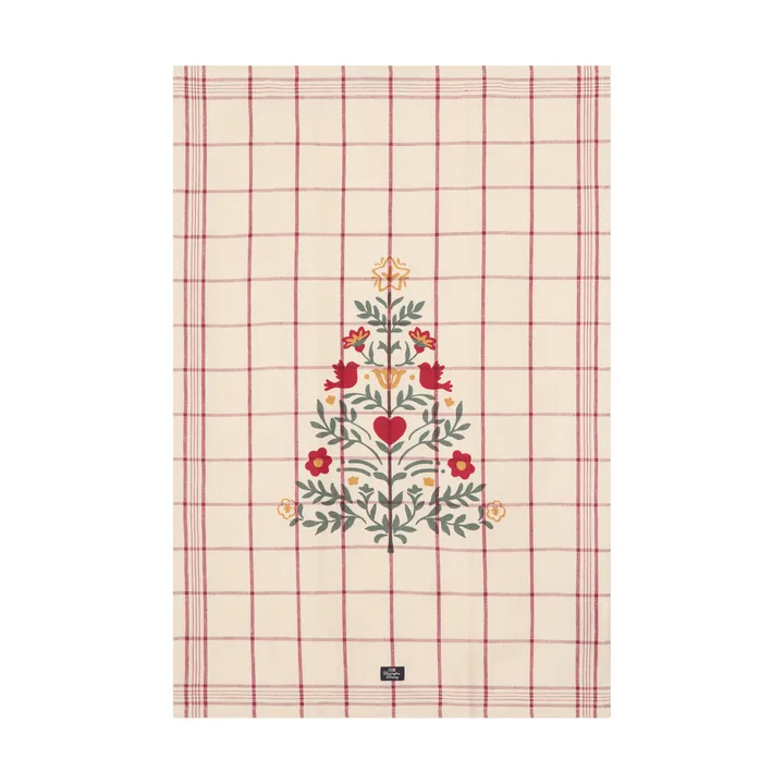 Torchon Tree en lin/coton - White-red-green, 50x70 cm - Lexington