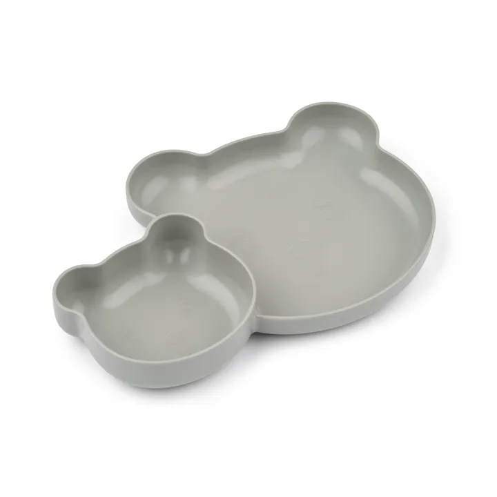 Assiette à compartiments Magus Bear Divider 2 pièces - Dove blue - Liewood