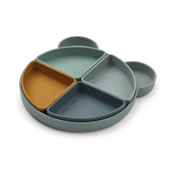 Assiette enfant Arne + 4 bols - Mr bear blue fog multi mix - Liewood