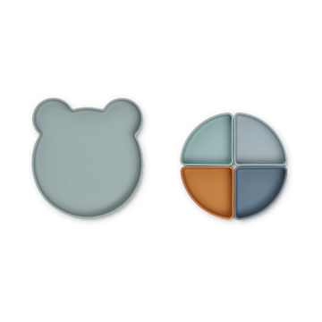 Assiette enfant Arne + 4 bols - Mr bear blue fog multi mix - Liewood