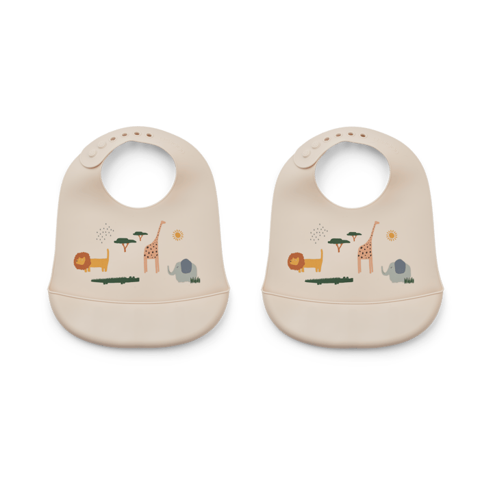 Bavoir en silicone Tilda Lot de 2 - Safari sandy mix - Liewood