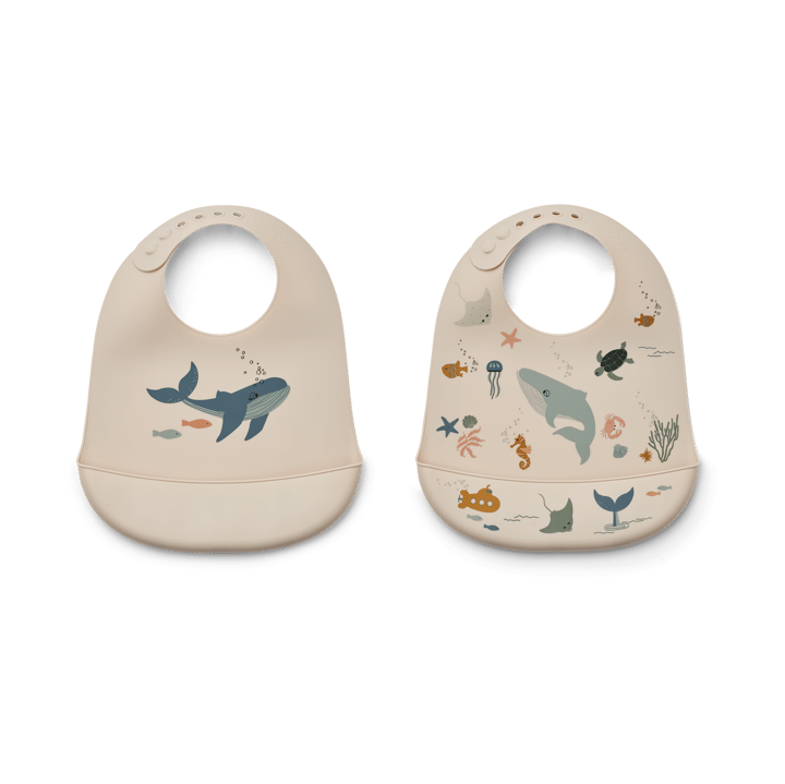Bavoir en silicone Tilda Lot de 2 - Sea creature-Sandy - Liewood