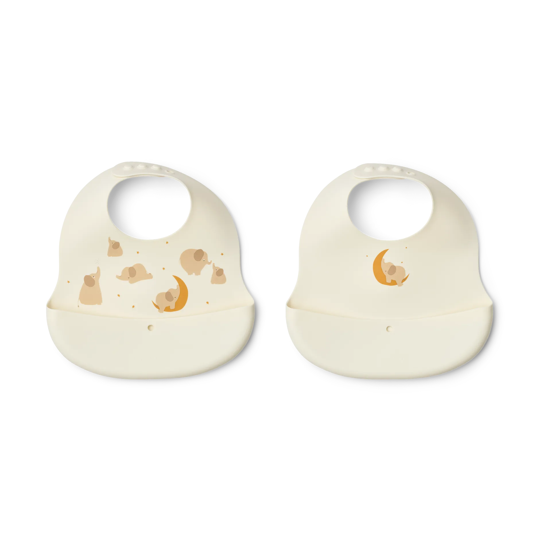 Bavoirs imprimés Ember 2 pièces, Elephant-Creme de la creme Liewood
