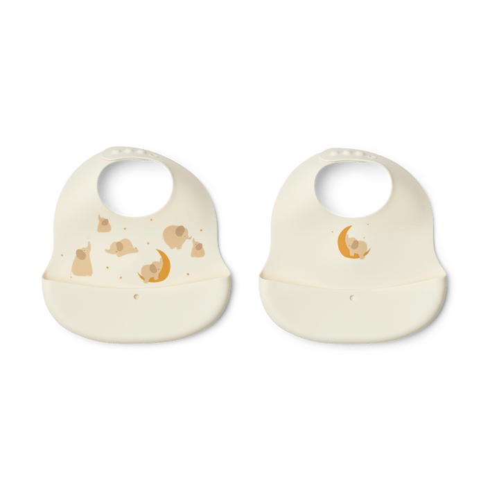 Bavoirs imprimés Ember 2 pièces - Elephant-Creme de la creme - Liewood