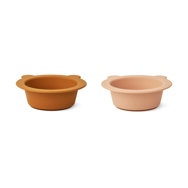 Bol avec ventouse Peony Ø16 cm lot de 2, Mustard-tuscany rose mix Liewood