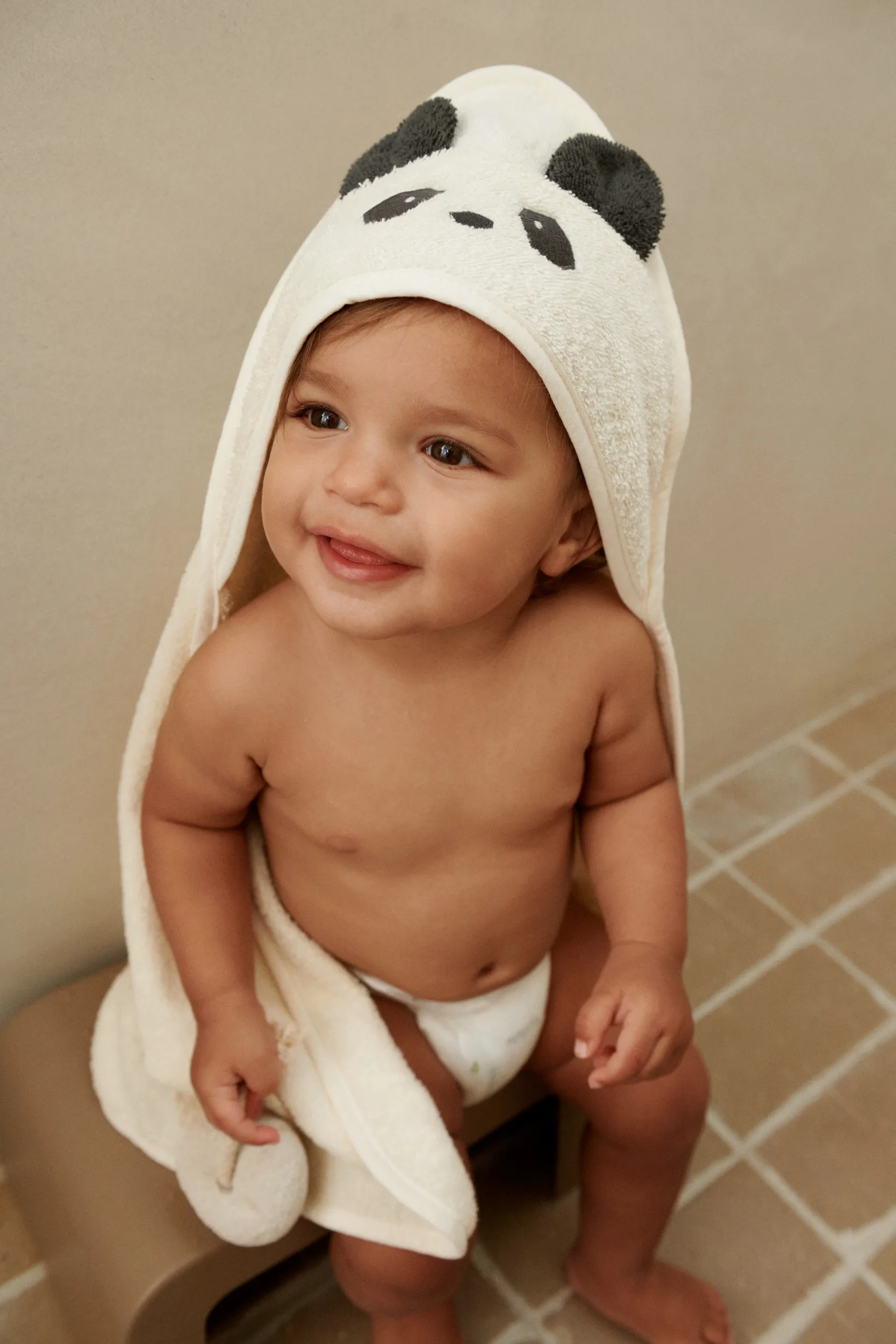 Cape de bain Albert 70x70 cm, Panda creme de la creme Liewood