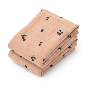 Couverture en mousseline Lewis Lot de 2 65x65 cm - Mini Berry-Pale tuscany - Liewood