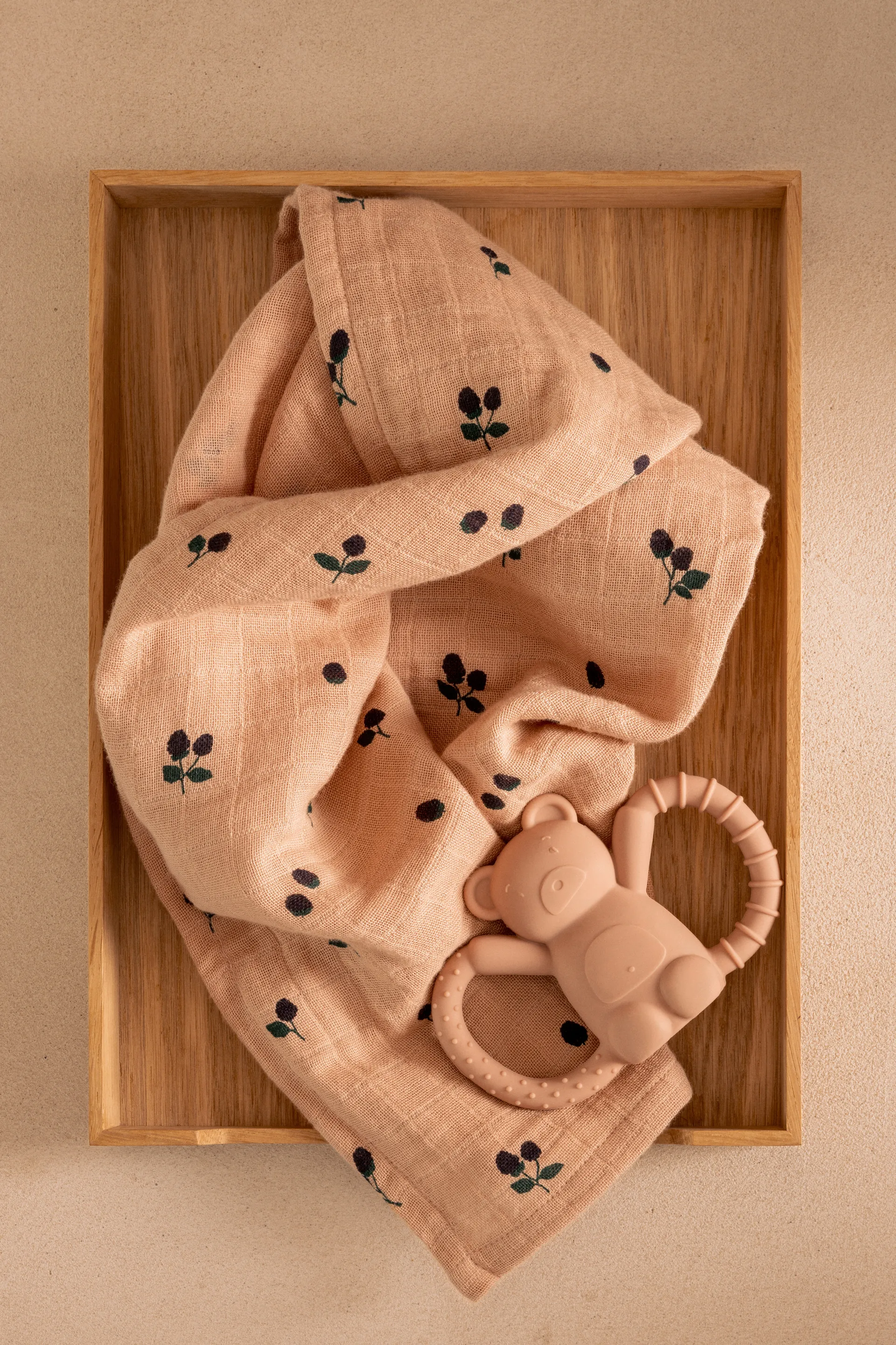 Couverture en mousseline Lewis Lot de 2 65x65 cm, Mini Berry-Pale tuscany Liewood