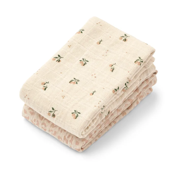 Couverture en mousseline Lewis Lot de 2 65x65 cm - Mini leo-Mini peach mix - Liewood