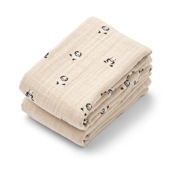 Couverture en mousseline Lewis Lot de 2 65x65 cm - Mini panda-sandy mix - Liewood