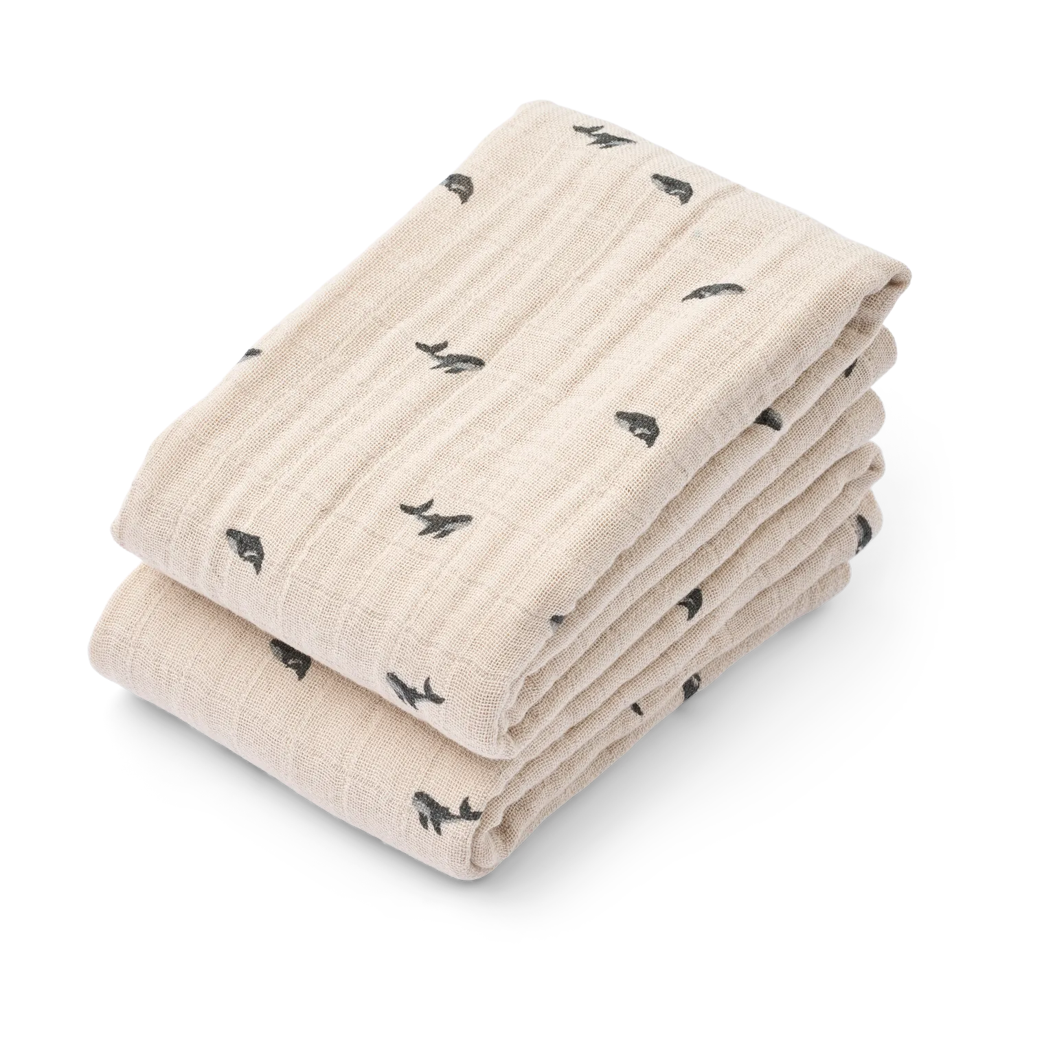 Couverture en mousseline Lewis Lot de 2 65x65 cm, Mini whale-Sandy Liewood
