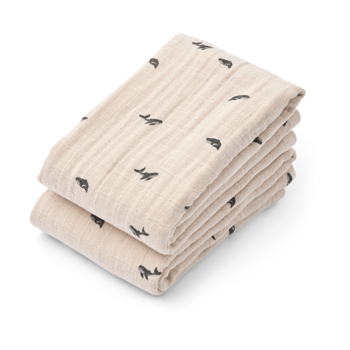 Couverture en mousseline Lewis Lot de 2 65x65 cm - Mini whale-Sandy - Liewood