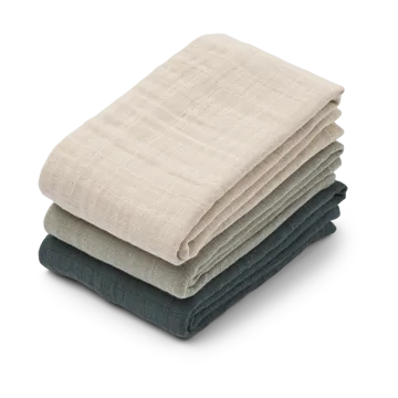 Couverture en mousseline Lewis Lot de 3 65x65 cm - Dove blue mix - Liewood