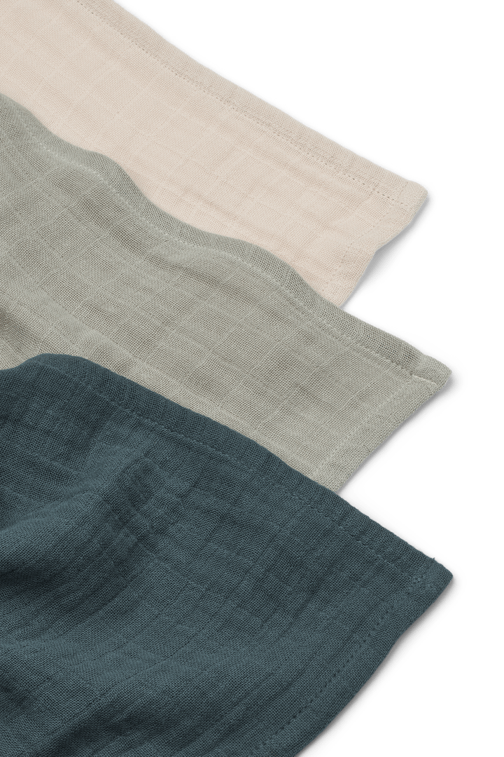 Couverture en mousseline Lewis Lot de 3 65x65 cm, Dove blue mix Liewood