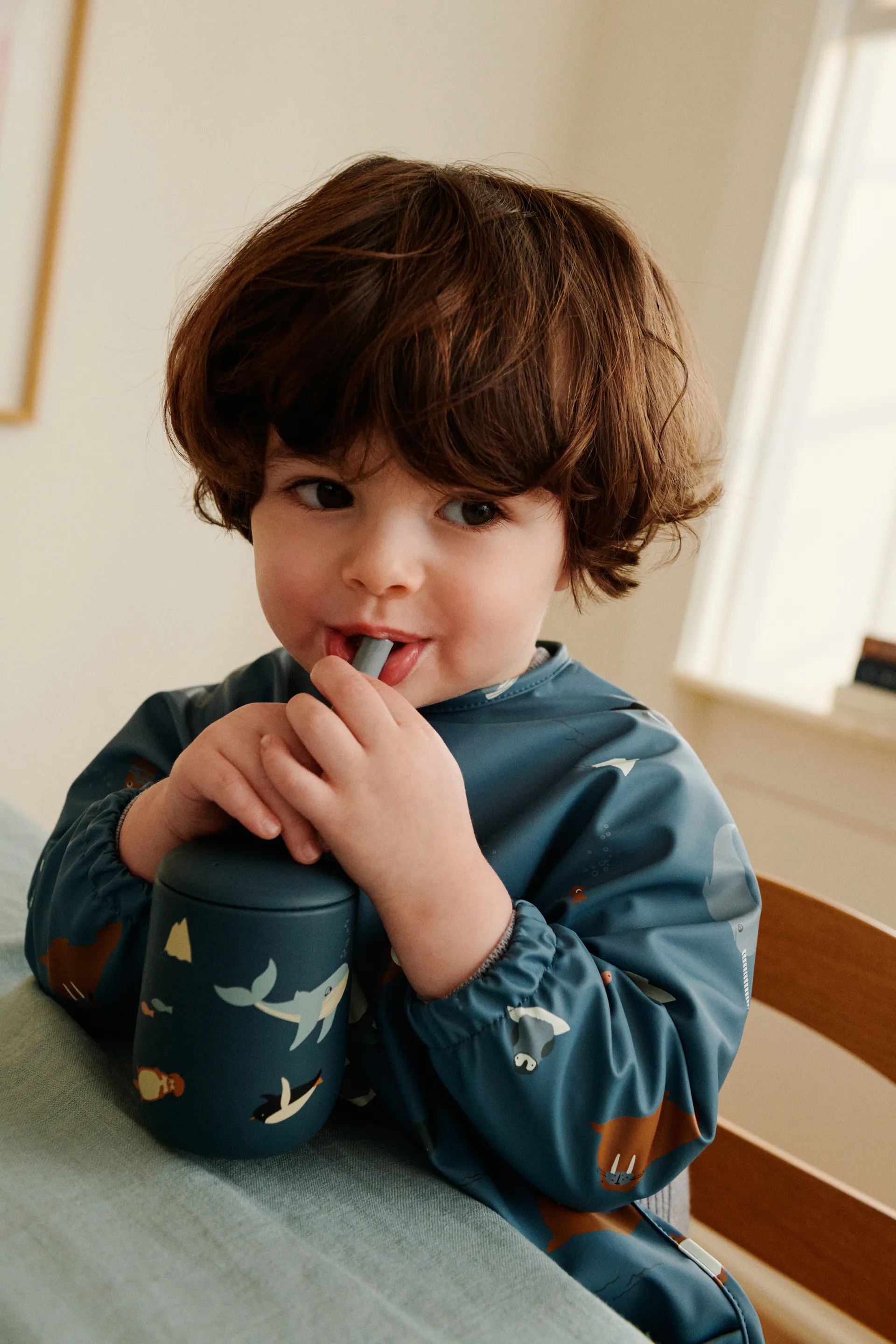 Gobelet avec paille Ellis imprimé 23 cl, Arctic Sea-Ocean view Liewood