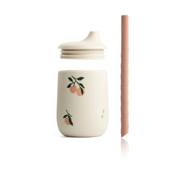 Gobelet avec paille Ellis imprimé 23 cl - Peach-Sea shell mix - Liewood