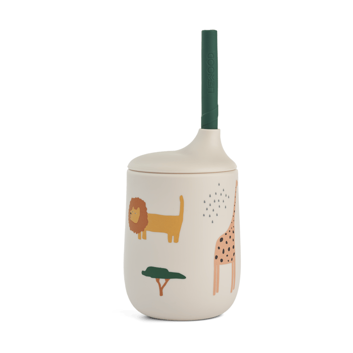Gobelet avec paille Ellis imprimé 23 cl - Safari sandy mix - Liewood