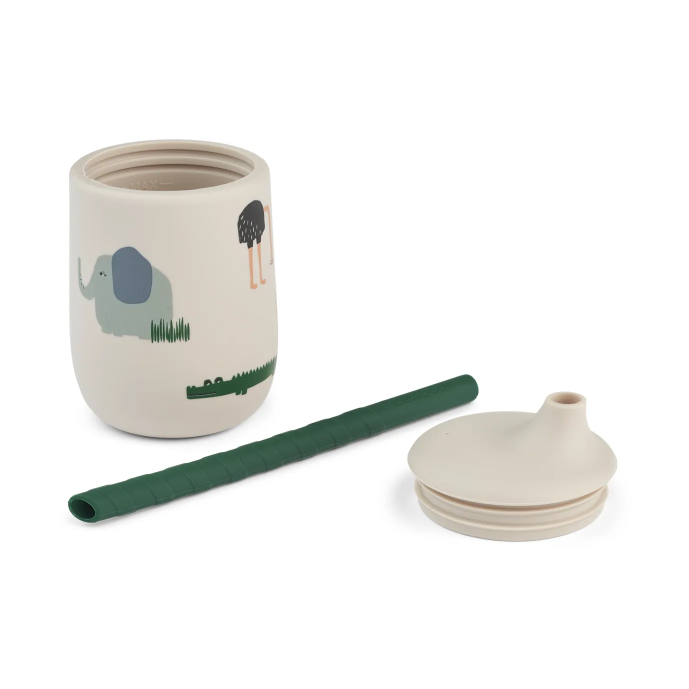 Gobelet avec paille Ellis imprimé 23 cl, Safari sandy mix Liewood