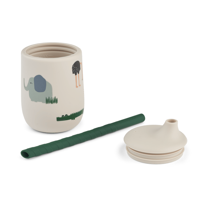 Gobelet avec paille Ellis imprimé 23 cl, Safari sandy mix Liewood