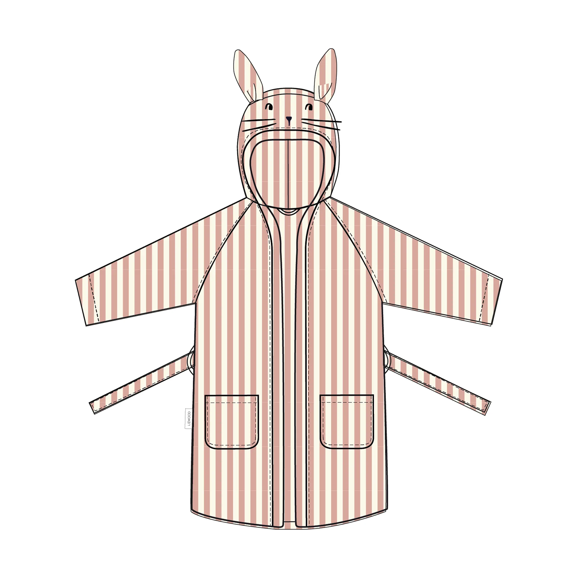 Peignoir Lily Coral Blush Creme de la Creme Stripe, 7-8 ans Liewood