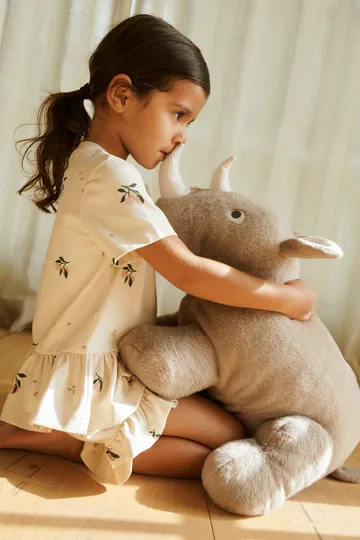 Peluche Barnaby Rhino rhinocéros large - Stone beige - Liewood