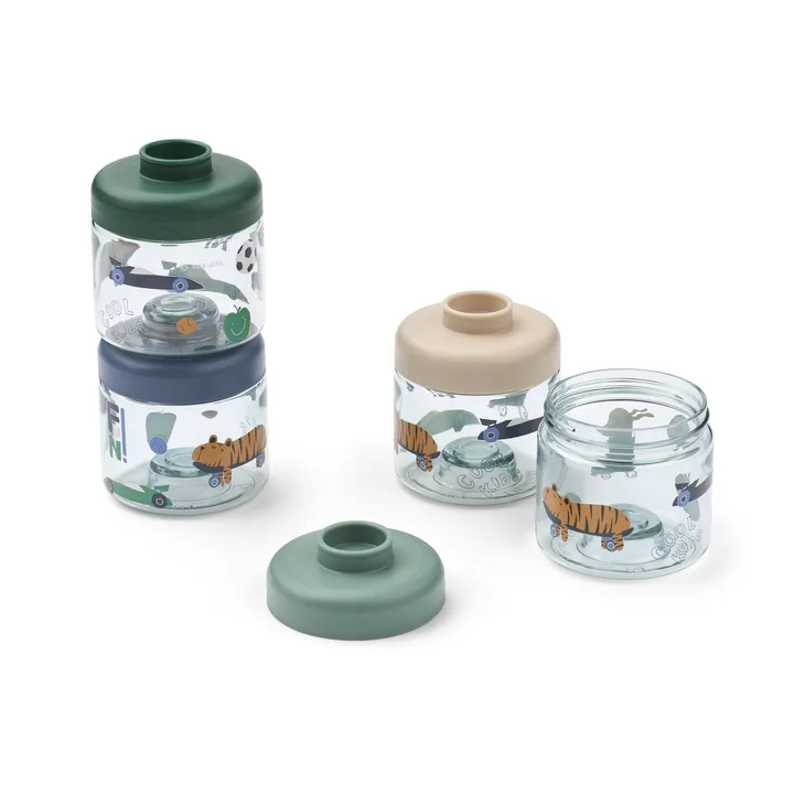 Pots pour aliments bébé Dominique 100 ml, 4 pièces - Fun-beach blue - Liewood