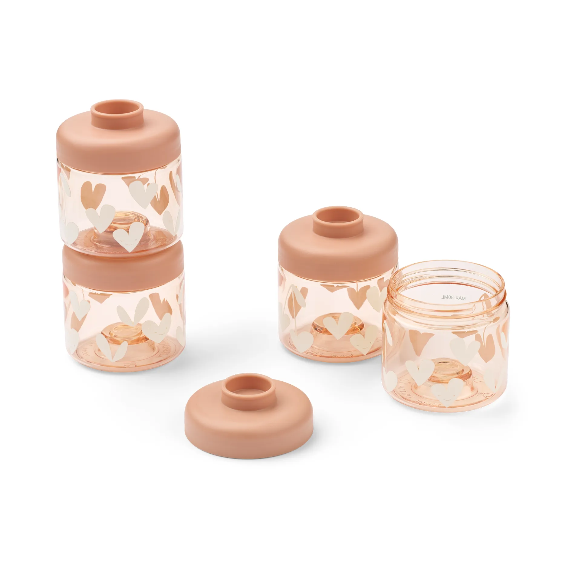 Pots pour aliments bébé Dominique 100 ml, 4 pièces, Sweethearts-pale tuscany Liewood