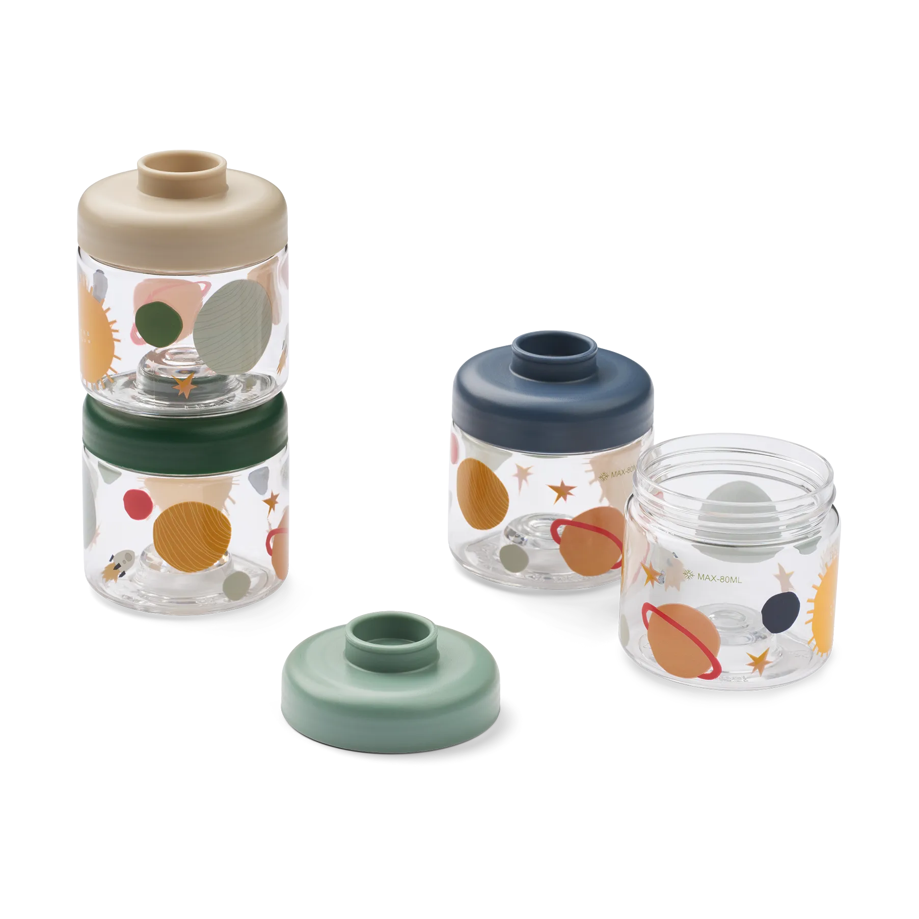 Pots pour aliments bébé Dominique 100 ml, 4 pièces, Universe-Classic navy Liewood