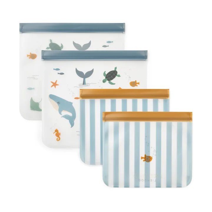 Sac réutilisable Rebus 4 pièces - Sea creature-sandy - Liewood
