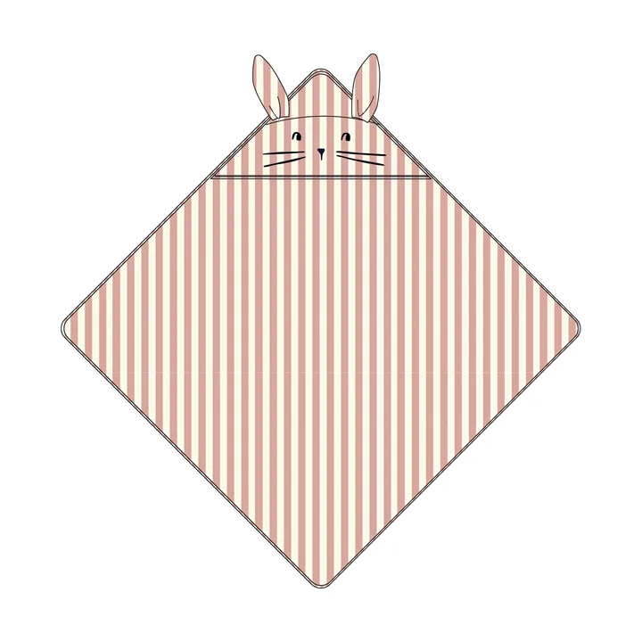 Serviette avec capuche Albert 70x70 cm - Coral blush-creme de la creme stripe - Liewood