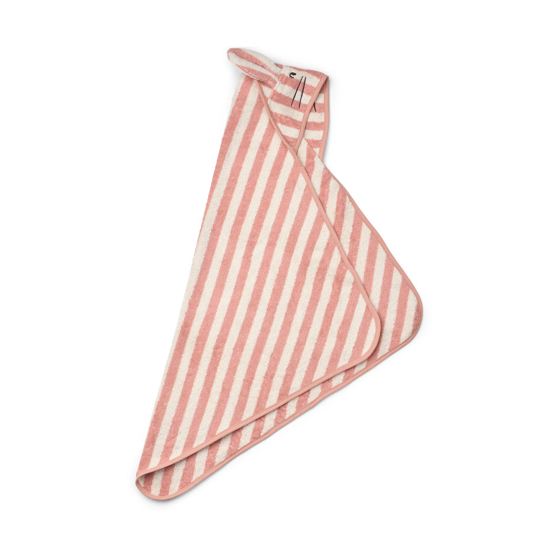Serviette avec capuche Albert 70x70 cm, Coral blush-creme de la creme stripe Liewood