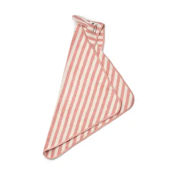 Serviette avec capuche Albert 70x70 cm - Coral blush-creme de la creme stripe - Liewood