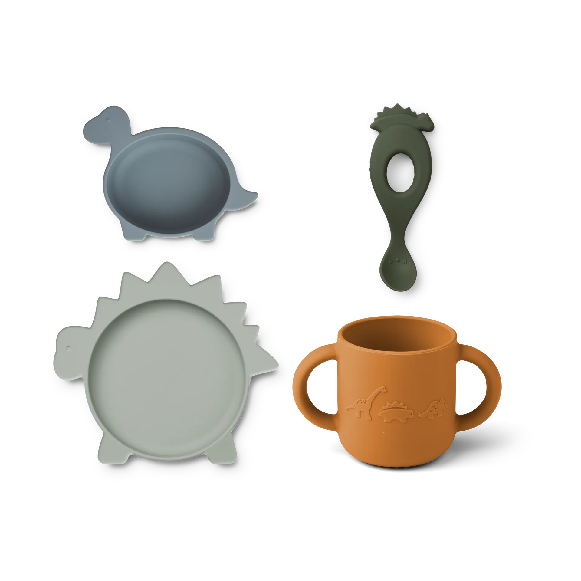 Set de vaisselle en silicone Vivi 4 pièces, Dino blue multi mix Liewood