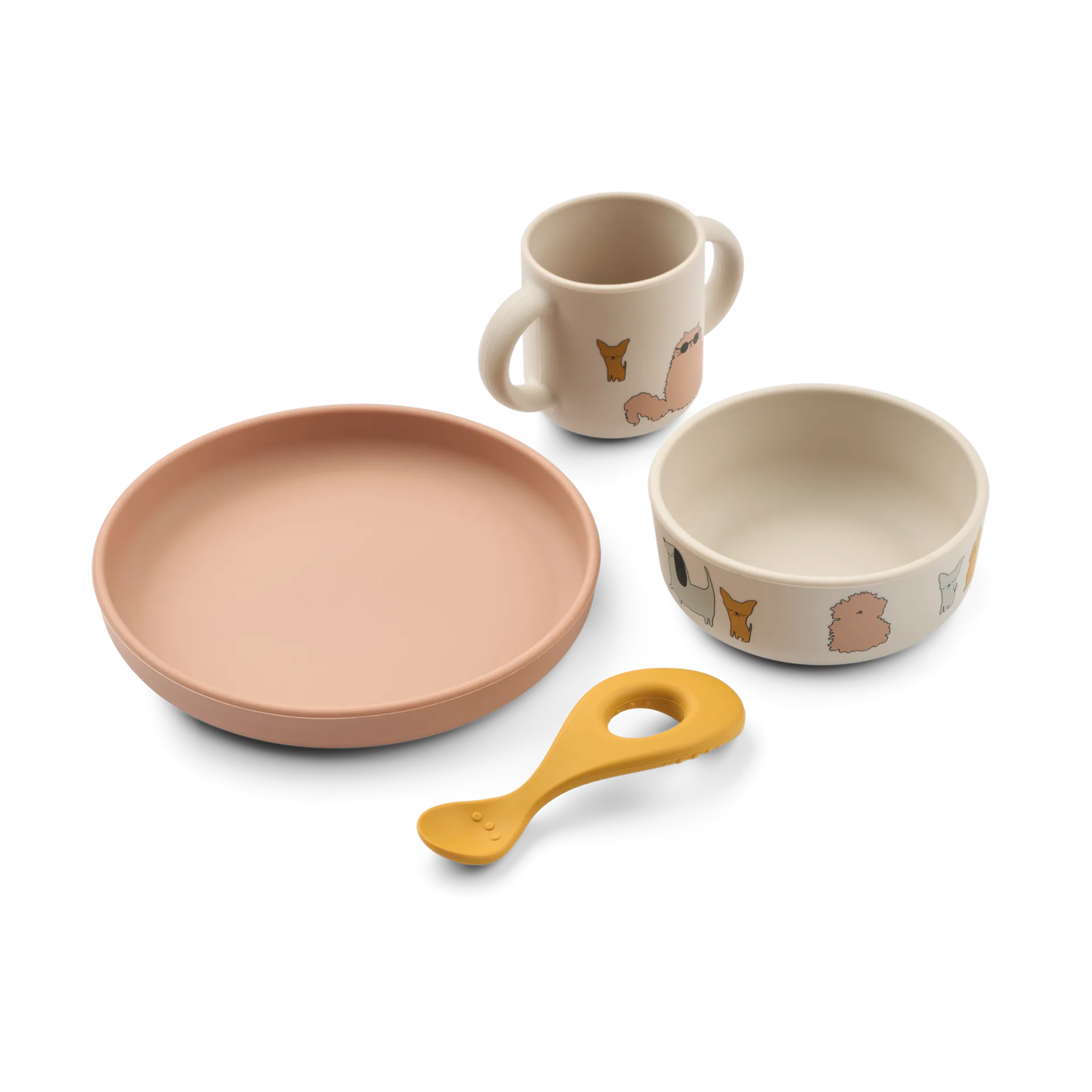 Set de vaisselle imprimé Vivi 4 pièces, Cats and Dogs-Sandy Liewood
