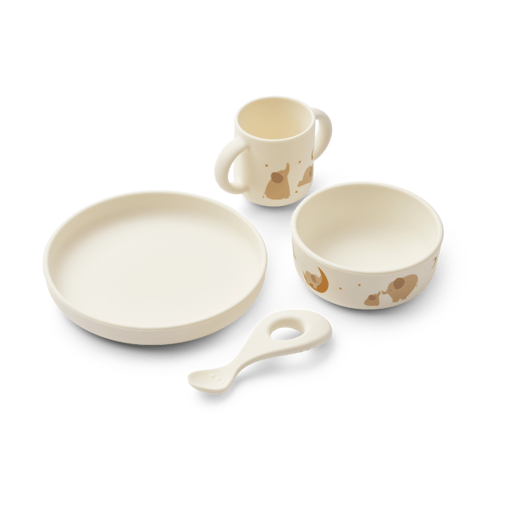 Set de vaisselle imprimé Vivi 4 pièces - Elephant-Creme de la creme - Liewood
