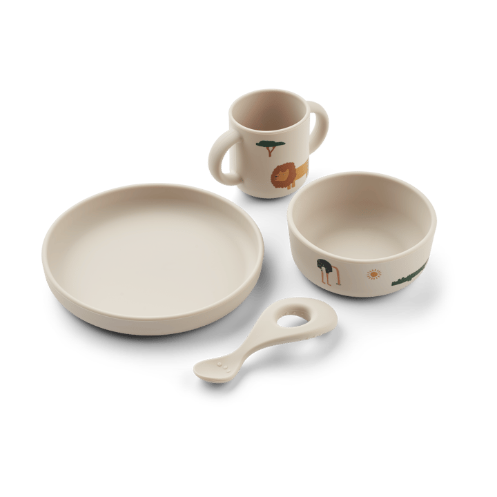 Set de vaisselle imprimé Vivi 4 pièces - Safari sandy mix - Liewood