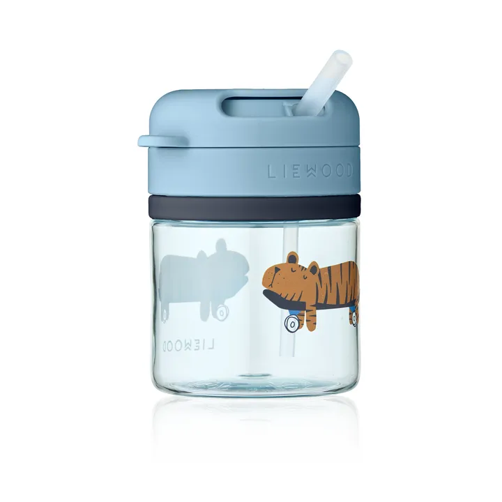 Tasse avec paille Pavia - Fun-beach blue, 28 cl - Liewood